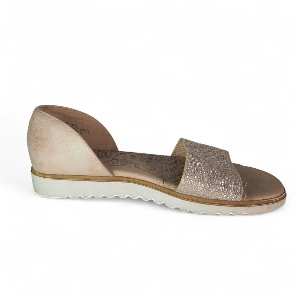 Mootsies Tootsies Penelope Open Toe Sandal Flats Shimmer Gold Women's‎ 8.5M